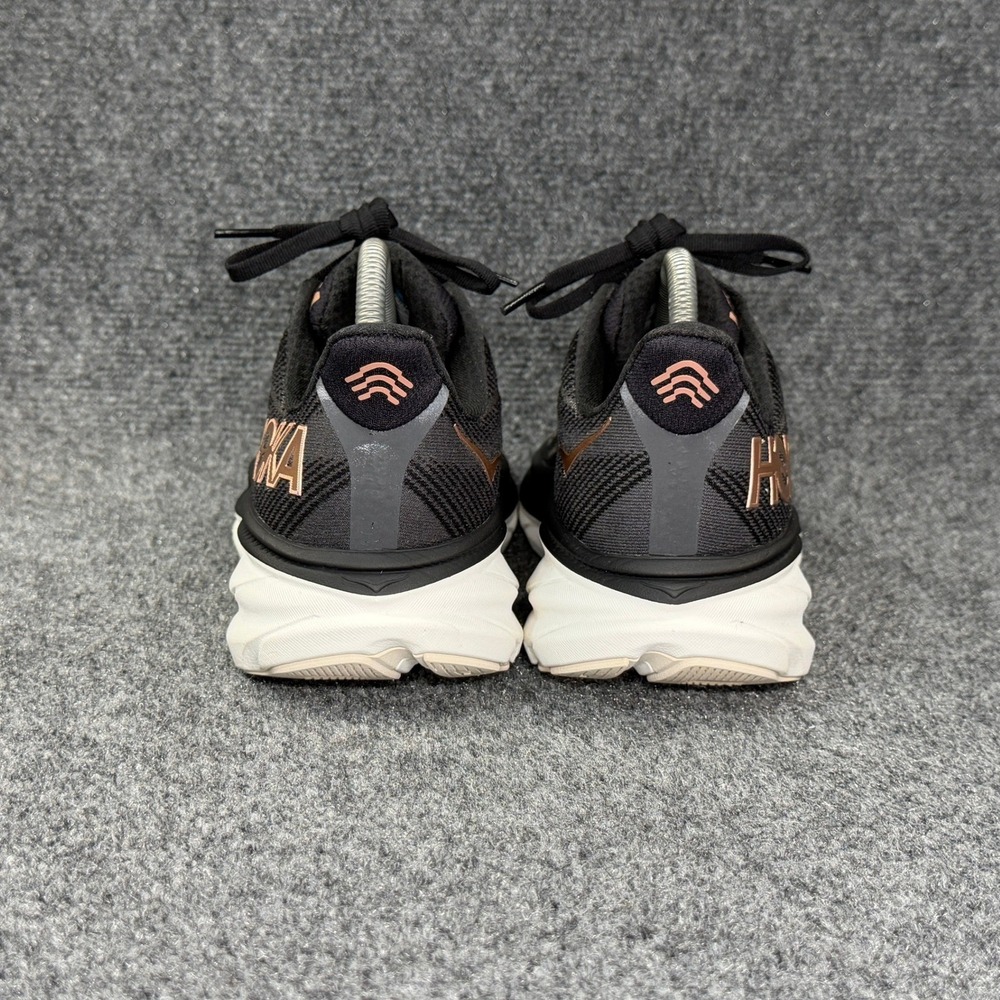 Hoka Clifton 9 Running Shoes Women's 8.5 Black Rose Gold Athletic Run Training - Picture 6 of 13